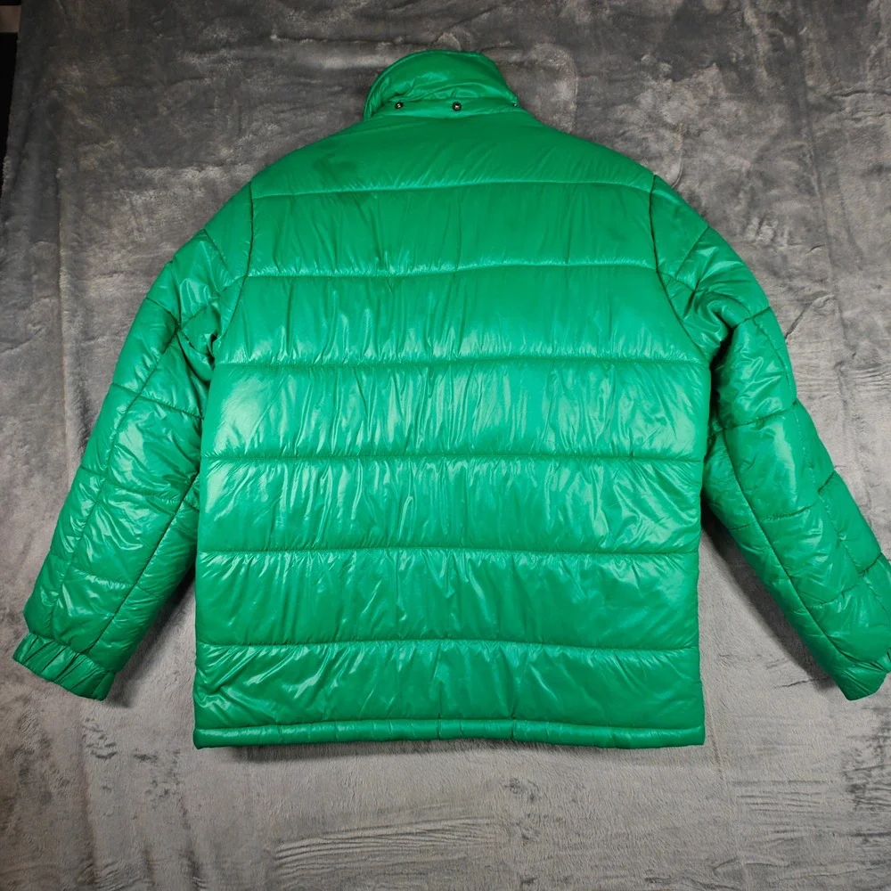 Vintage Nike Green Quilted Puffer Jacket Hooded Full Zip XL Cold Weather Coat